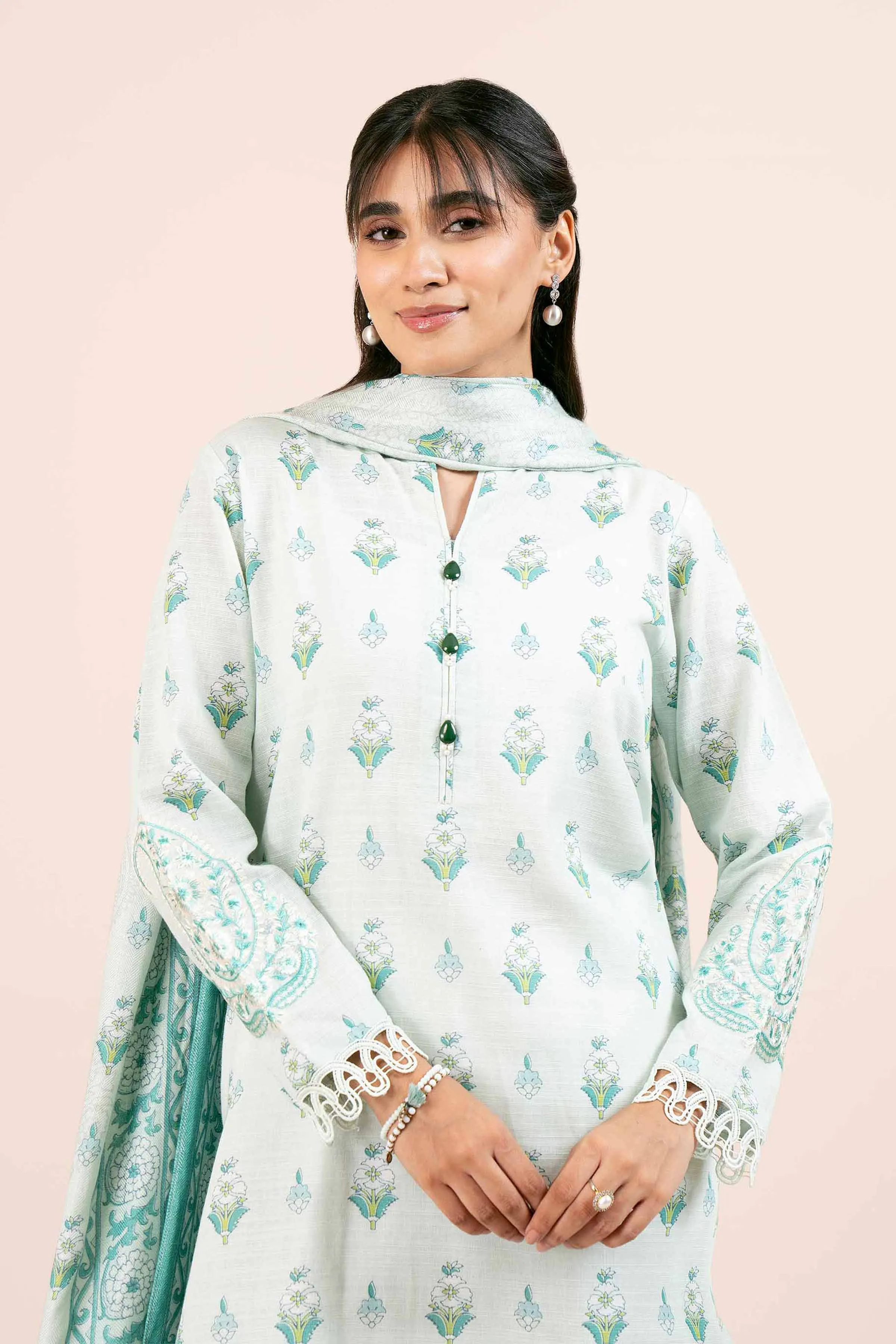 2 Piece - Printed Embroidered Suit - 42404081