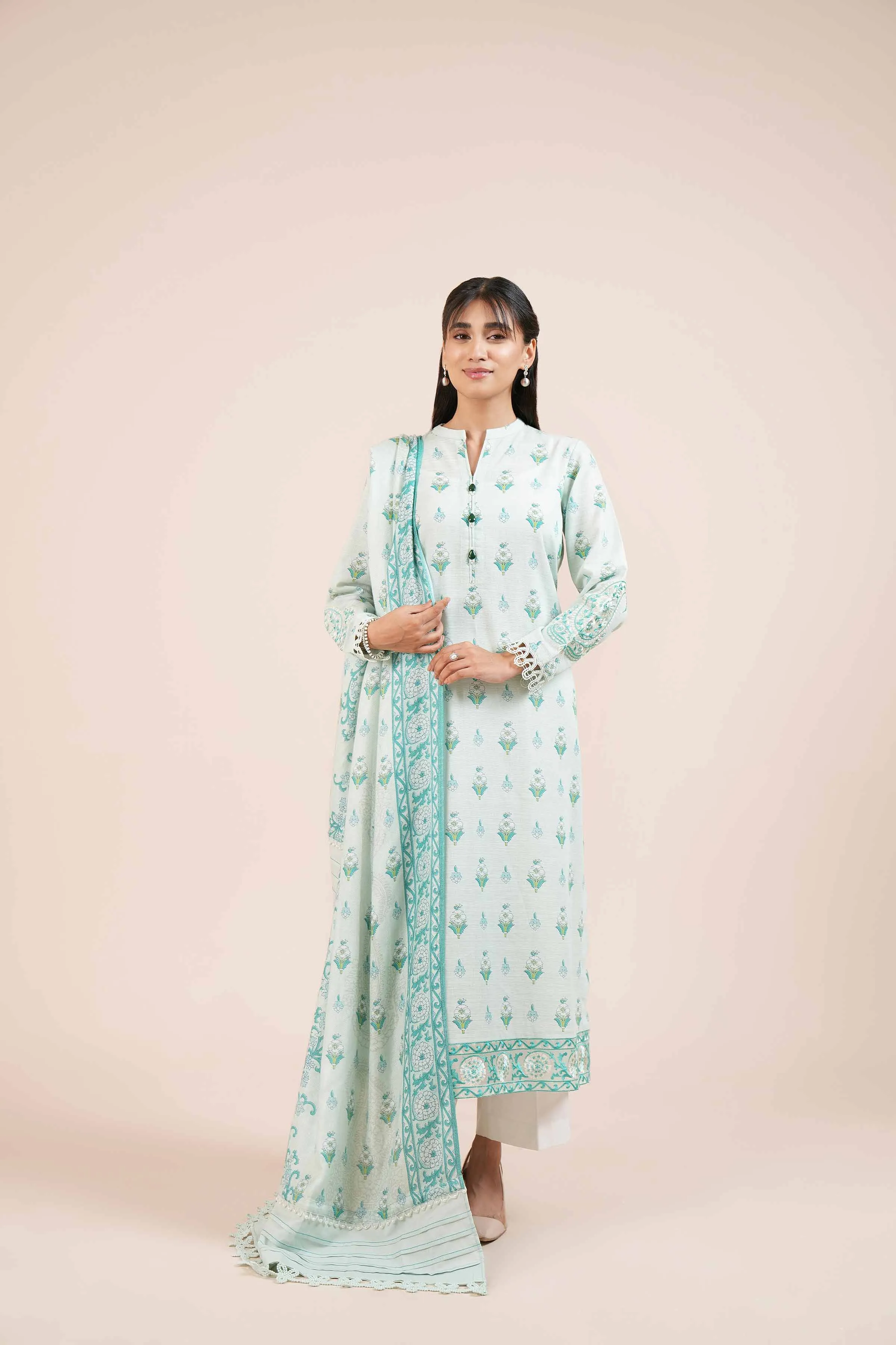 2 Piece - Printed Embroidered Suit - 42404081