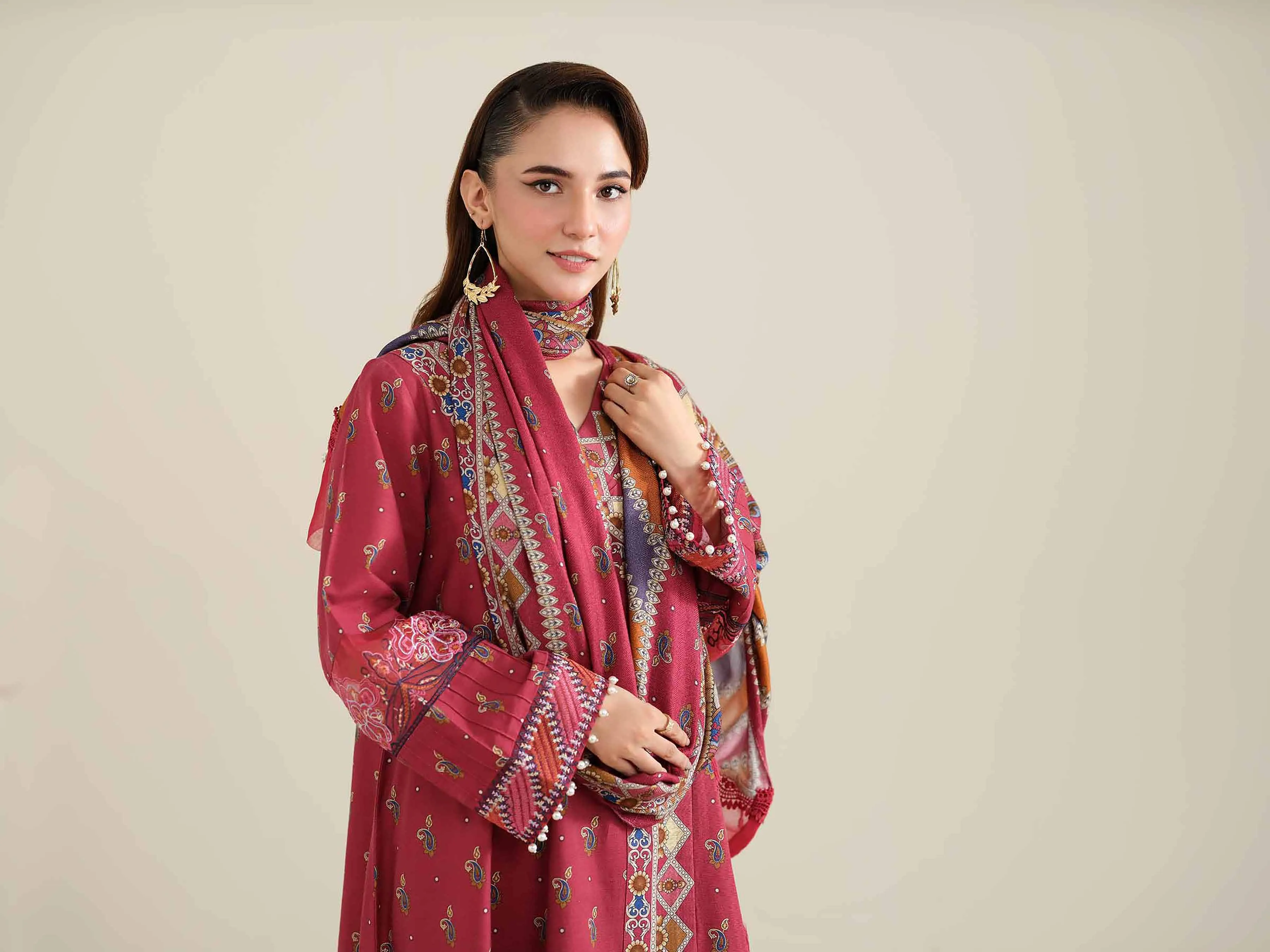 2 Piece - Printed Embroidered Suit - 42404456