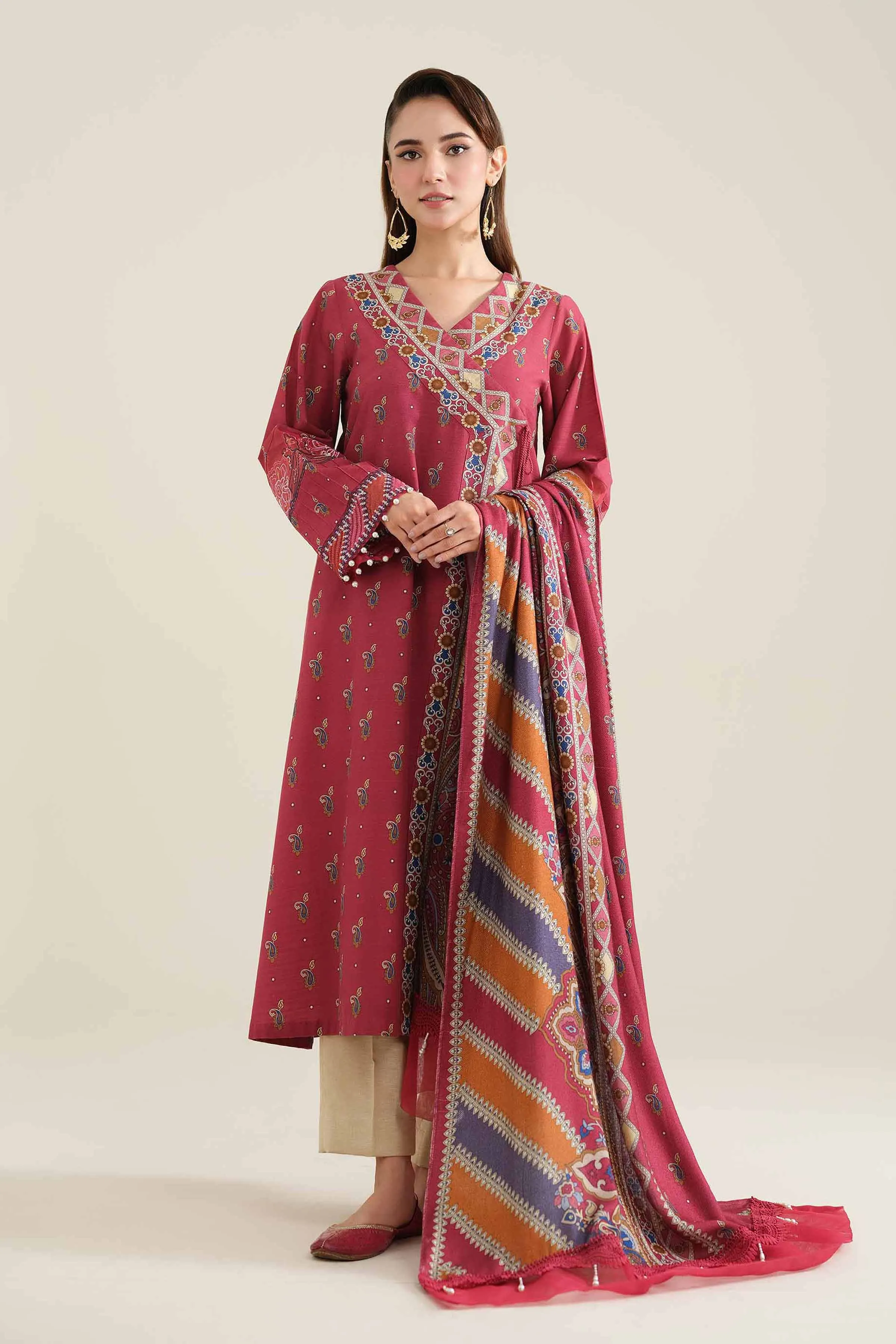 2 Piece - Printed Embroidered Suit - 42404456