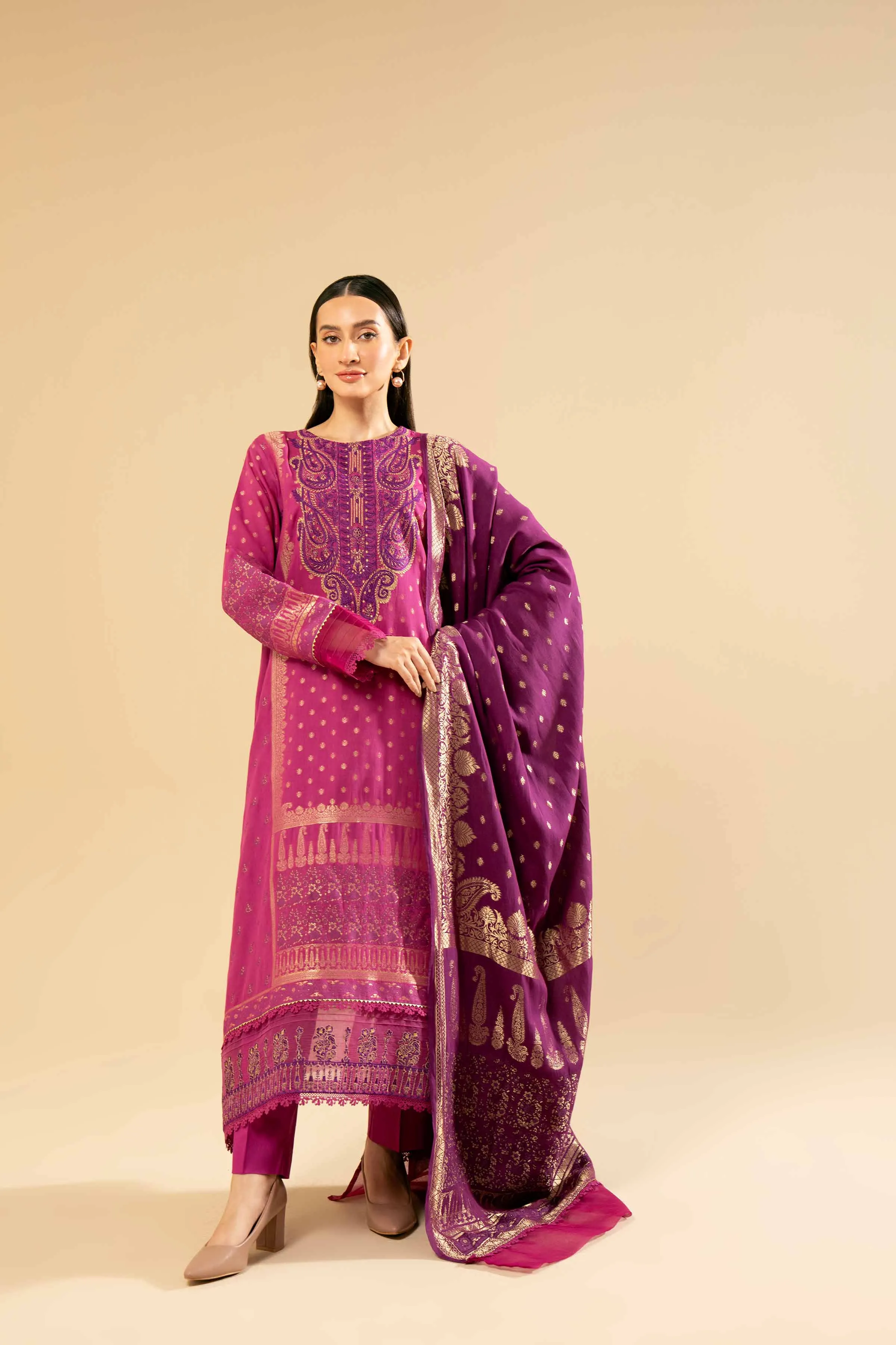 3 Piece - Jacquard Embroidered Suit - 42404354