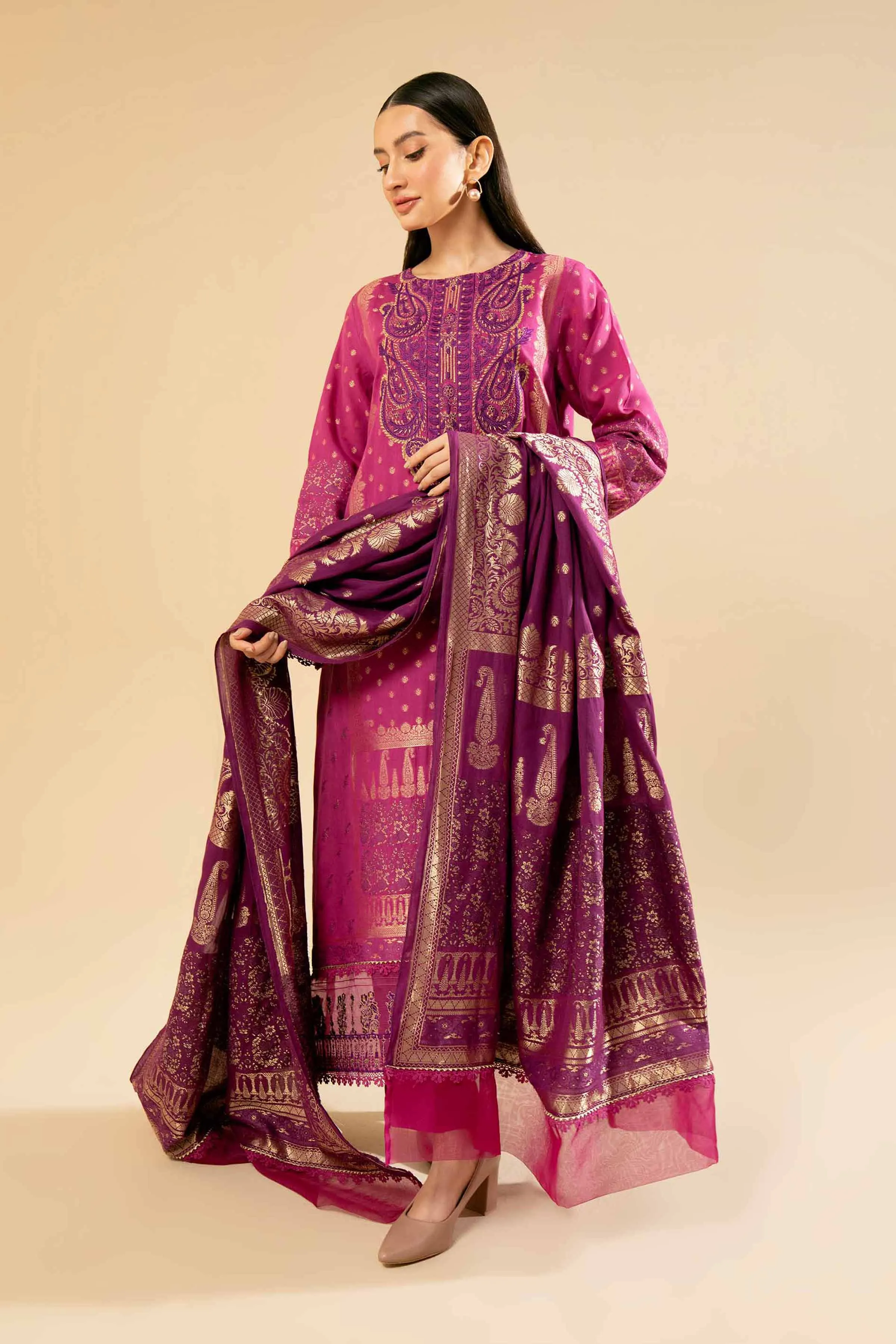 3 Piece - Jacquard Embroidered Suit - 42404354