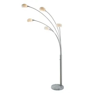 86" high 5 Light Floor Lamp - Satin Steel