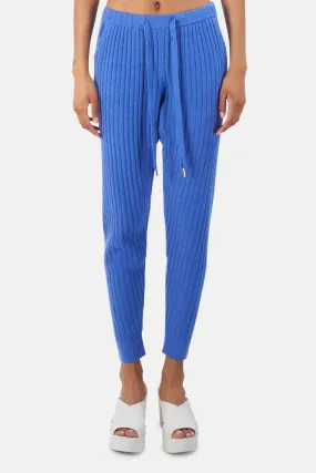 Abbey Lightweight Ribbed Cashmere Pants Blue