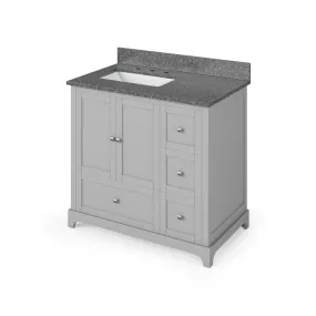 Addington Contemporary Grey 36 Single Bowl Left Offset Vanity with Boulder Vanity Cultured Marble Top | VKITADD36GRBOR