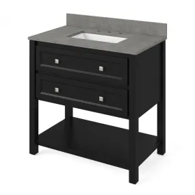 Adler Transitional Black 36 Rectangle Sink Vanity with Steel Grey Cultured Marble Top | VKITADL36BKSGR