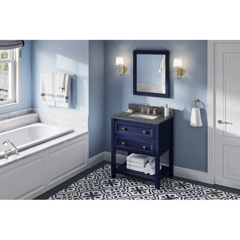 Adler Transitional Hale Blue 30 Vanity with Boulder Cultured Marble Top | VKITADL30BLBOR