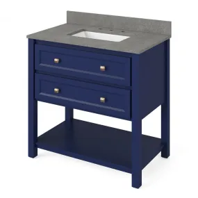 Adler Transitional Hale Blue 36 Rectangle Sink Vanity with Steel Grey Cultured Marble Top | VKITADL36BLSGR