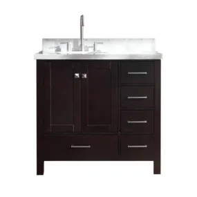 Ariel Cambridge 37 Espresso Modern Single Oval Sink Bathroom Vanity A037S-L-VO-ESP