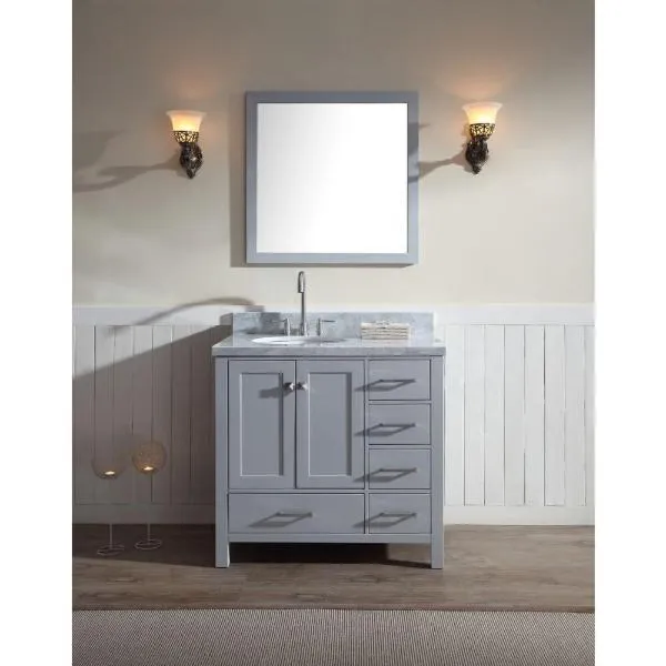 Ariel Cambridge 37 Grey Modern Oval Sink Vanity Set A037S-L-GRY