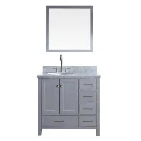 Ariel Cambridge 37 Grey Modern Oval Sink Vanity Set A037S-L-GRY