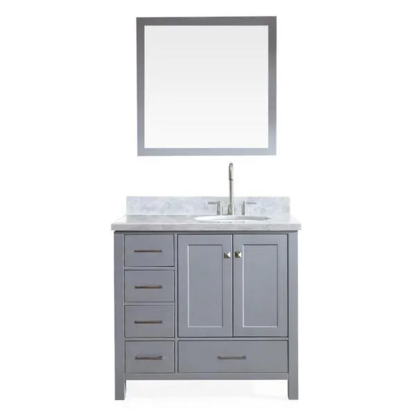 Ariel Cambridge 37 Grey Modern Oval Sink Vanity Set A037S-L-GRY