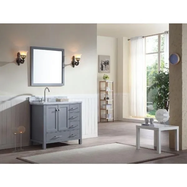 Ariel Cambridge 37 Grey Modern Oval Sink Vanity Set A037S-L-GRY