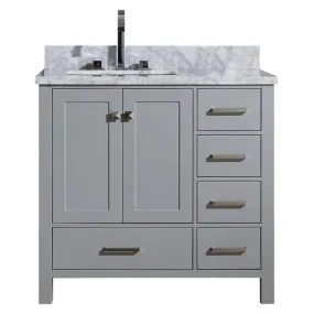 Ariel Cambridge 37 Grey Modern Single Sink Bathroom Vanity A037SLCWRVOGRY