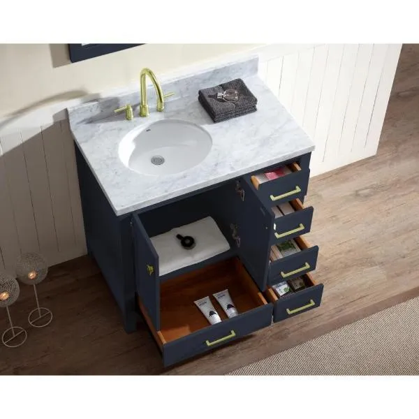 Ariel Cambridge 37 Midnight Blue Modern Bathroom Vanity A037S-L-MNB