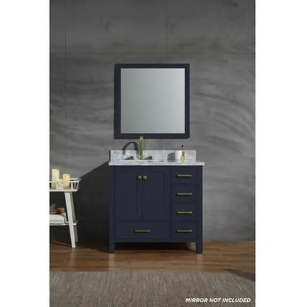 Ariel Cambridge 37 Midnight Blue Modern Bathroom Vanity A037SLCWRVOMNB