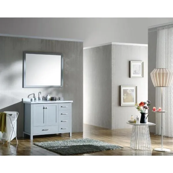 Ariel Cambridge 43 Grey Modern Oval Sink Bathroom Vanity A043S-L-VO-GRY