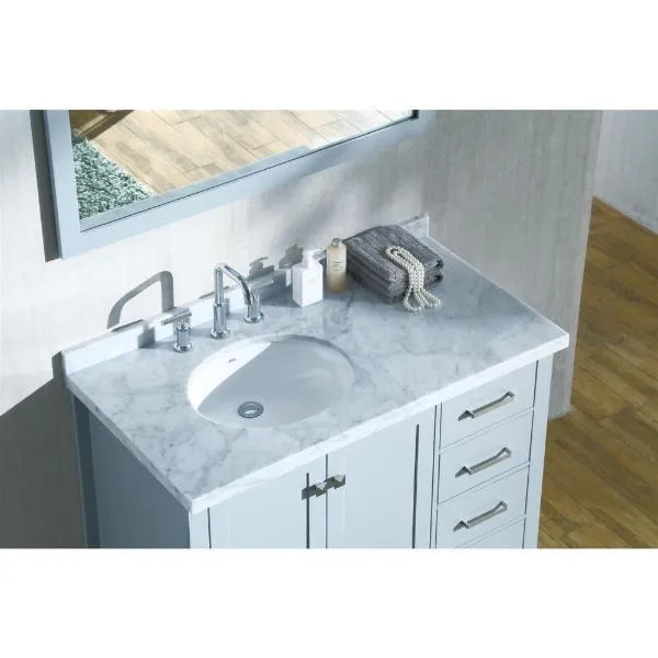 Ariel Cambridge 43 Grey Modern Oval Sink Bathroom Vanity A043S-L-VO-GRY