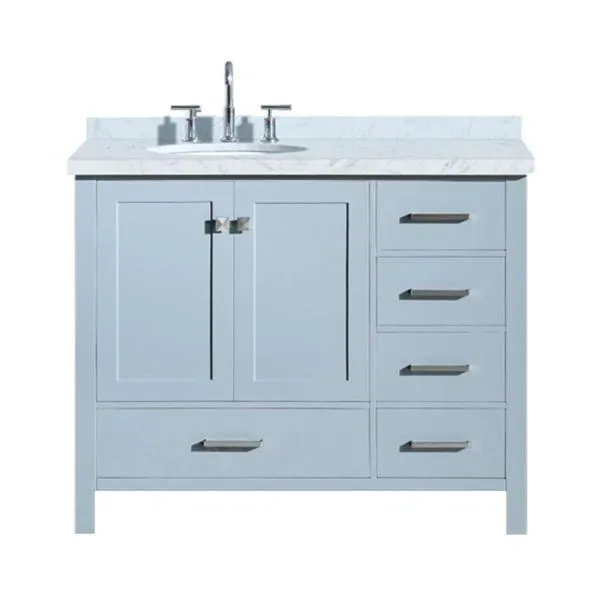 Ariel Cambridge 43 Grey Modern Oval Sink Bathroom Vanity A043S-L-VO-GRY