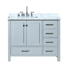 Ariel Cambridge 43 Grey Modern Rectangle Single Sink Bathroom Vanity A043SLCWRVOGRY