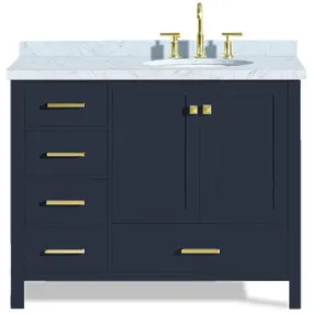 Ariel Cambridge 43 Midnight Blue Modern Oval Sink Bathroom Vanity A043S-R-VO-MNB