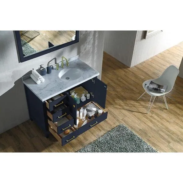 Ariel Cambridge 43 Midnight Blue Modern Oval Sink Bathroom Vanity A043S-R-VO-MNB