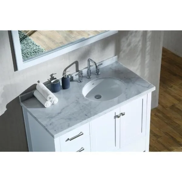 Ariel Cambridge 43 White Modern Oval Sink Bathroom Vanity A043S-R-VO-WHT