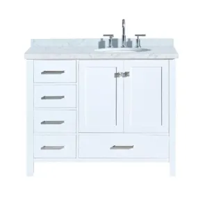 Ariel Cambridge 43 White Modern Oval Sink Bathroom Vanity A043S-R-VO-WHT