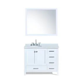 Ariel Cambridge 43 White Modern Oval Sink Bathroom Vanity Set A043S-L-WHT