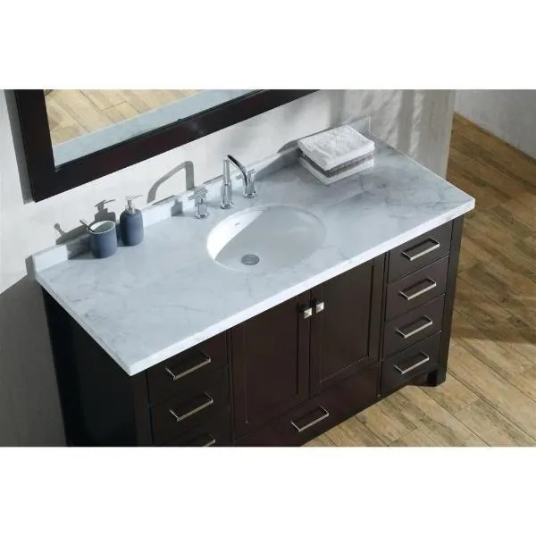 Ariel Cambridge 55 Espresso Modern Oval Sink Bathroom Vanity A055S-ESP