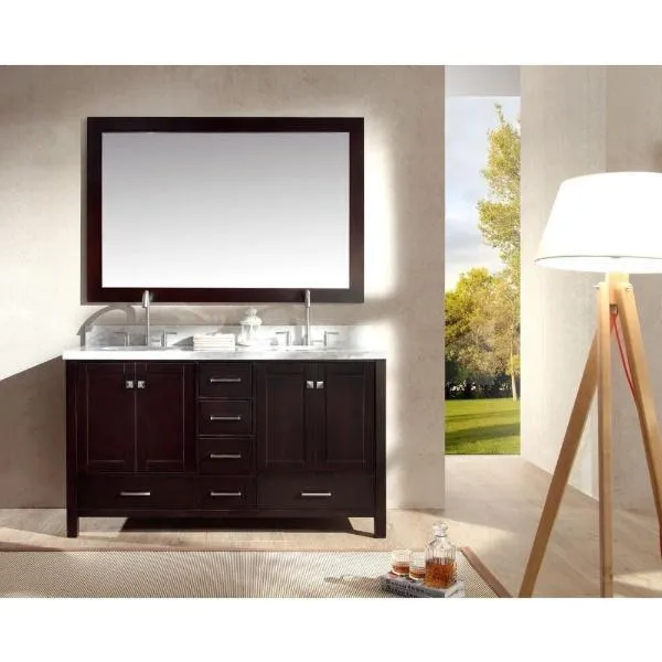 Ariel Cambridge 61 Espresso Modern Double Oval Sink Vanity A061D-ESP