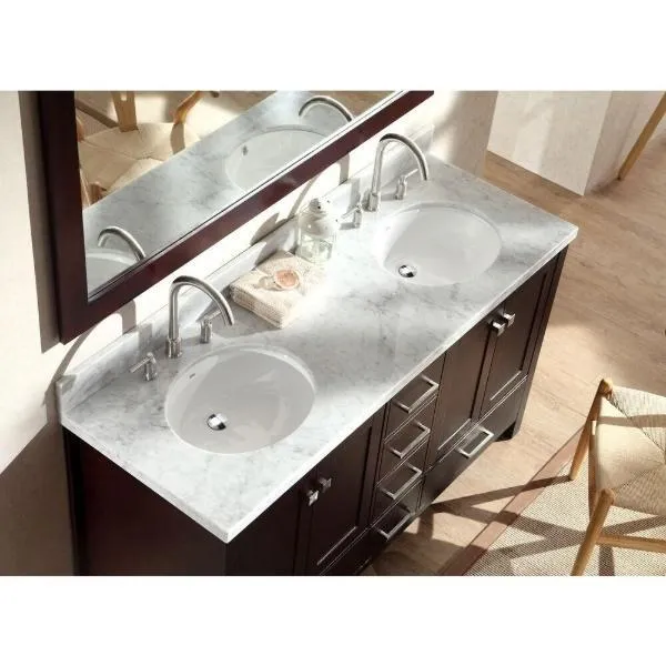 Ariel Cambridge 61 Espresso Modern Double Oval Sink Vanity A061D-ESP