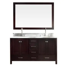 Ariel Cambridge 61 Espresso Modern Double Oval Sink Vanity A061D-ESP