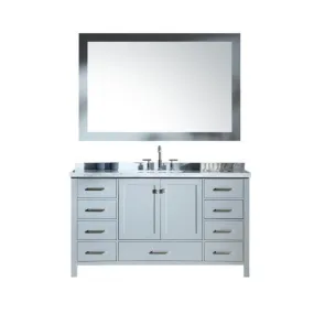 Ariel Cambridge 61 Grey Modern Rectangle Sink Bathroom Vanity A061S-CWR-GRY