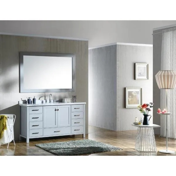 Ariel Cambridge 61 Grey Modern Rectangle Sink Bathroom Vanity A061S-CWR-GRY