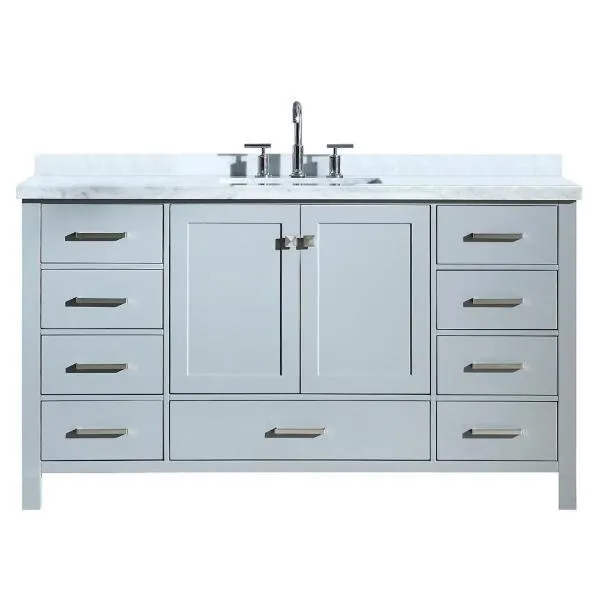 Ariel Cambridge 61 Grey Modern Rectangle Sink Bathroom Vanity A061S-CWR-GRY