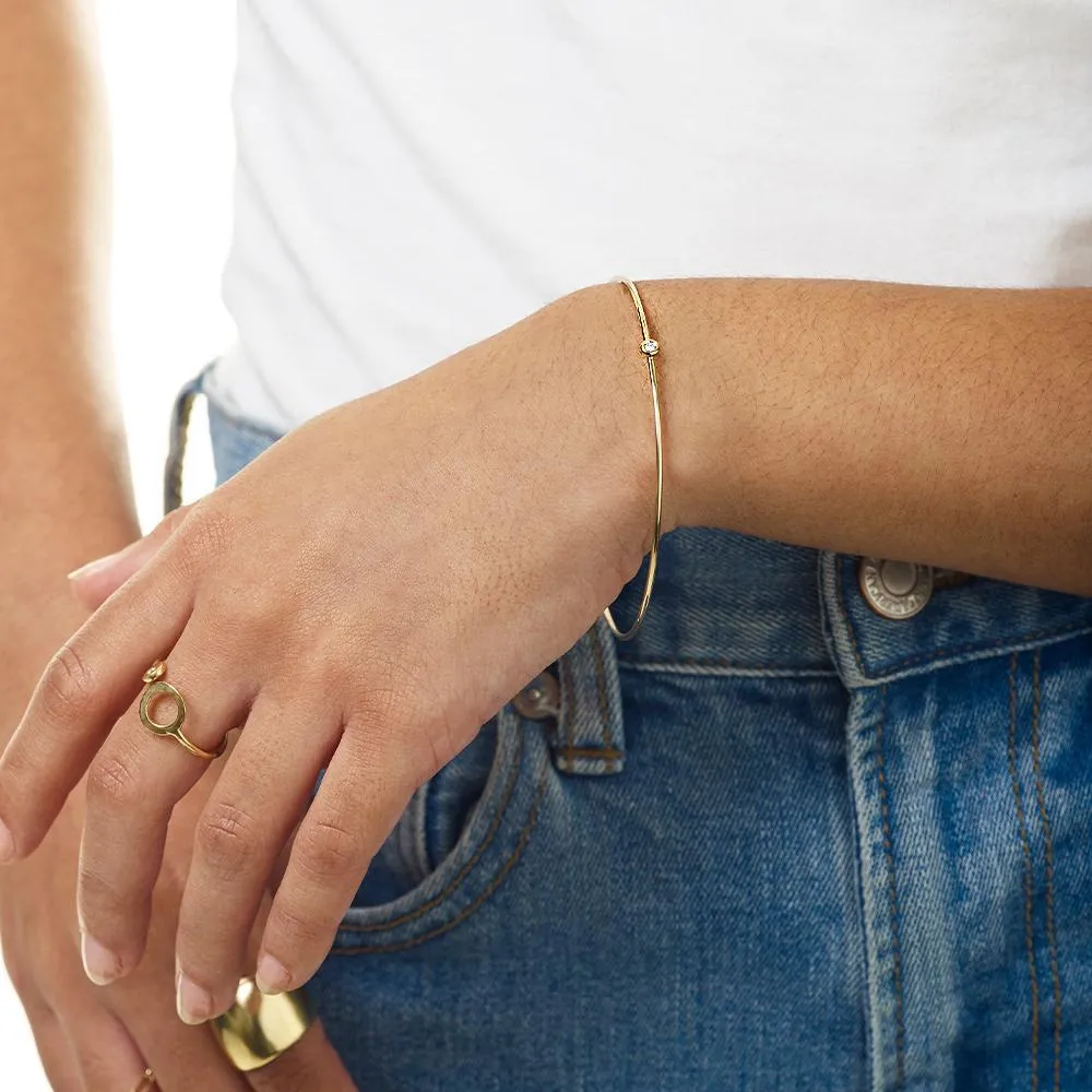 Bangle Bracelet With 3 Diamonds