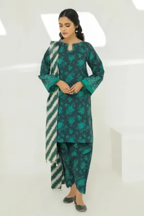 BAROQUE - 3PC KARANDI PRINTED SHIRT WITH KARANDI PRINTED DUAPTTA AND TROUSER - HZG1099