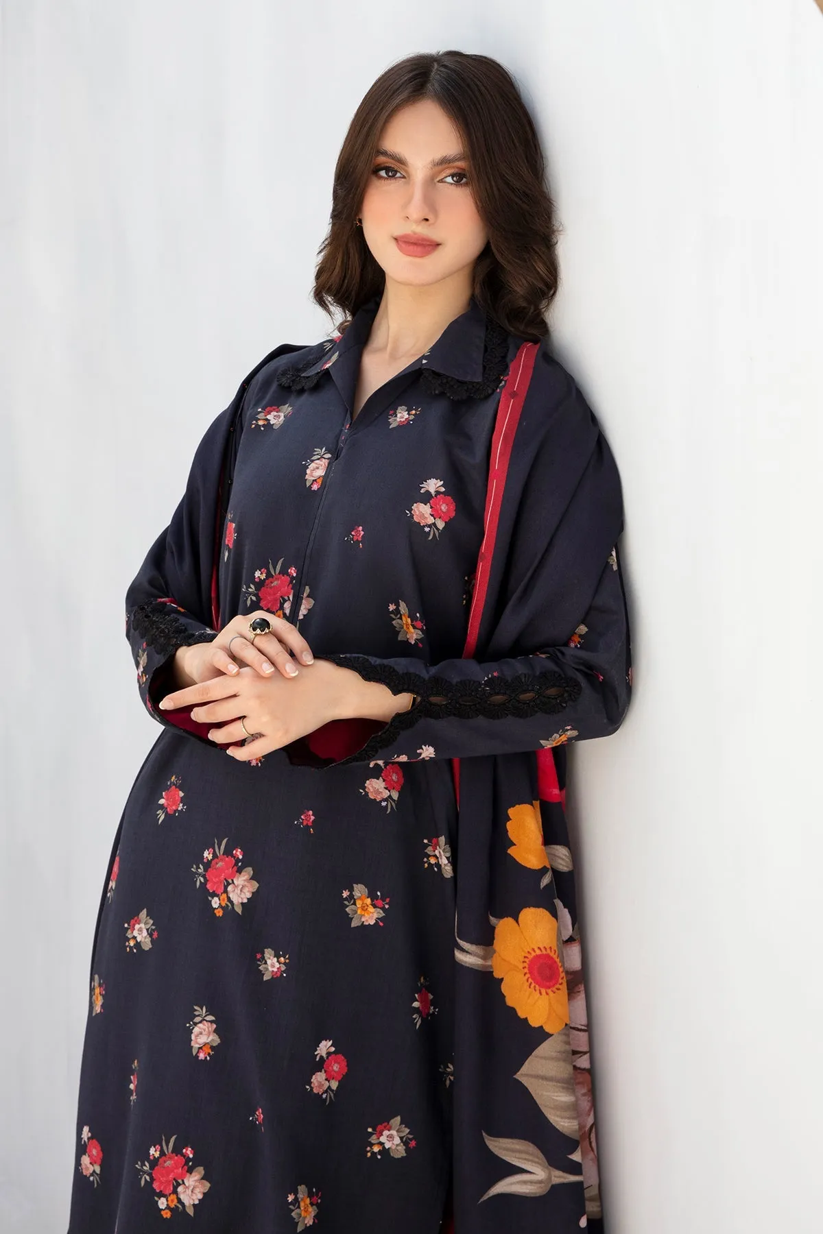 BAROQUE - 3PC KARANDI PRINTED SHIRT WITH KARANDI PRINTED DUAPTTA AND TROUSER - HZG1371