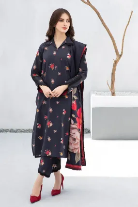 BAROQUE - 3PC KARANDI PRINTED SHIRT WITH KARANDI PRINTED DUAPTTA AND TROUSER - HZG1371