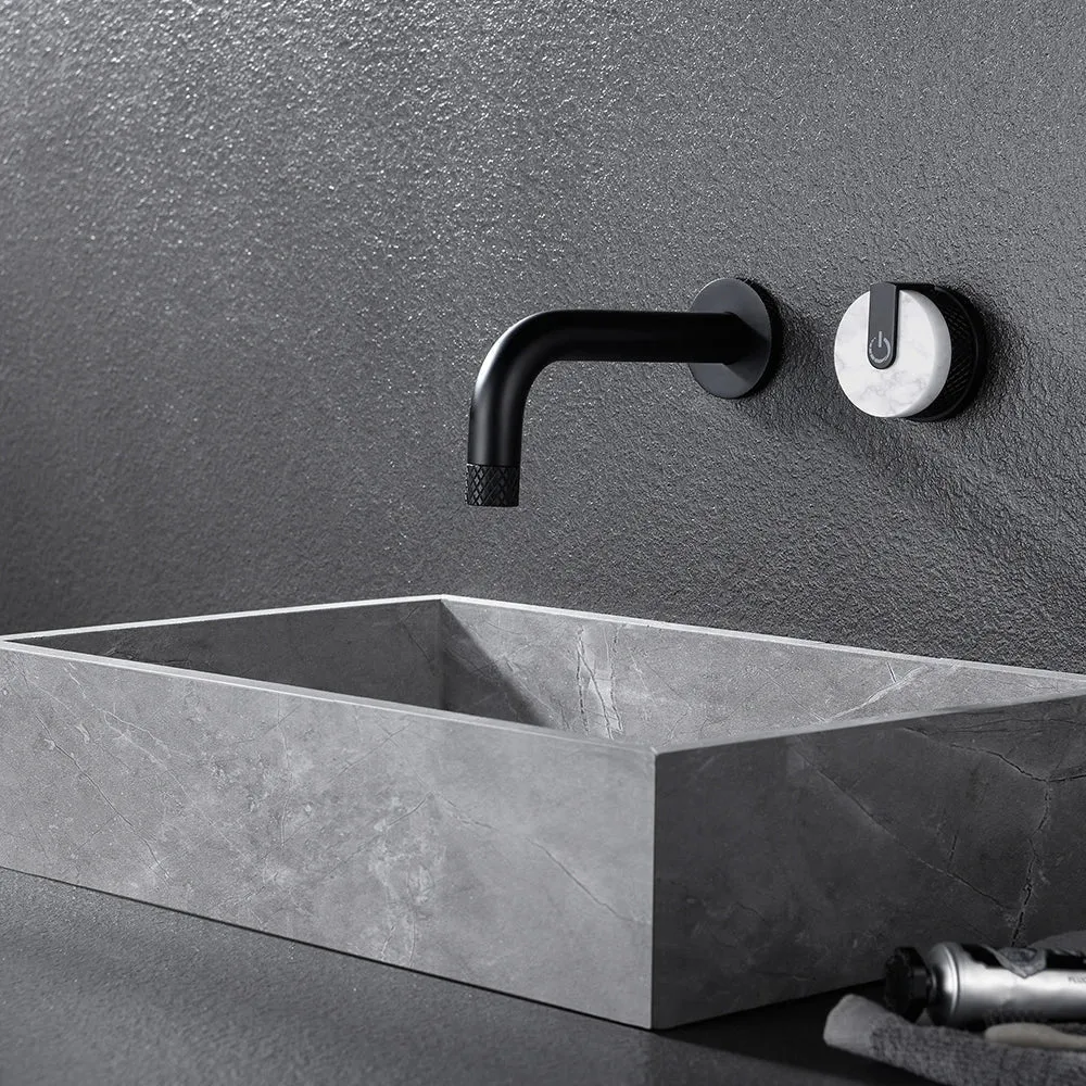 Bathroom Faucet Wall Mounted Matte Black 360 Swivel Spout Bathtub Faucet