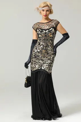 Black Gold Mermaid Flapper Dress