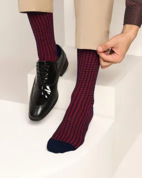 Cotton Maroon Printed Socks - Tesla