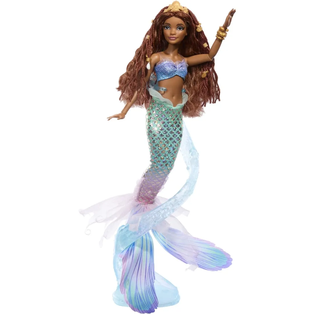 Disney the Little Mermaid Deluxe Mermaid Ariel Doll With Hair Beads And Stand by Mattel