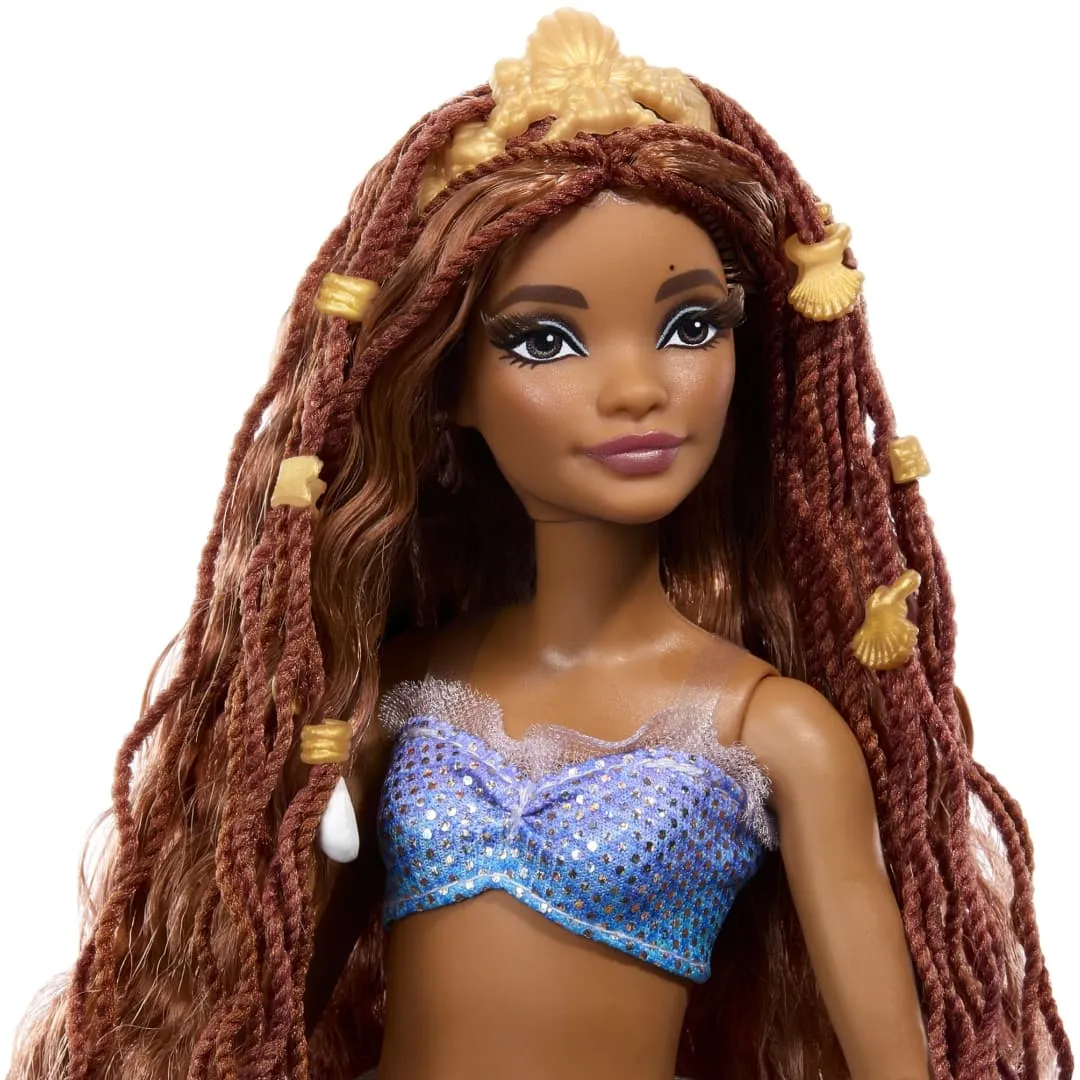 Disney the Little Mermaid Deluxe Mermaid Ariel Doll With Hair Beads And Stand by Mattel