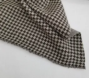 End of BOlt: 1 yard of Designer Deadstock Medium Brown and Cream Wool Blend Medium Weight Small Houndstooth Knit ( Ponte Hand) 8.5 oz-remnant