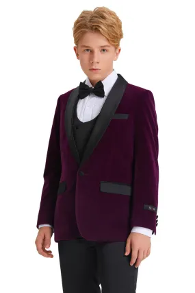 Jayden Tazio Kids Purple Velvet Tuxedo (5-Piece Set)