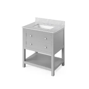 Jeffrey Alexander Astoria Transitional 30 Grey Single Undermount Sink Vanity With Marble Top | VKITAST30GRWCR