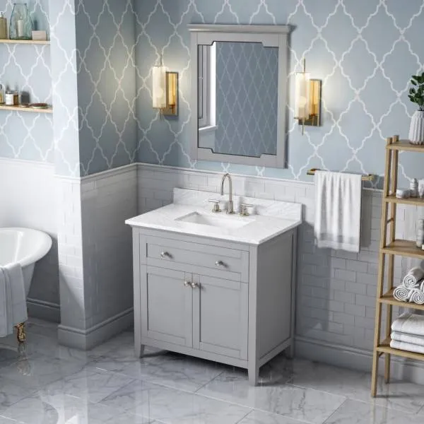 Jeffrey Alexander Chatham Traditional 36 Grey Single Undermount Sink Vanity With Marble Top | VKITCHA36GRWCR