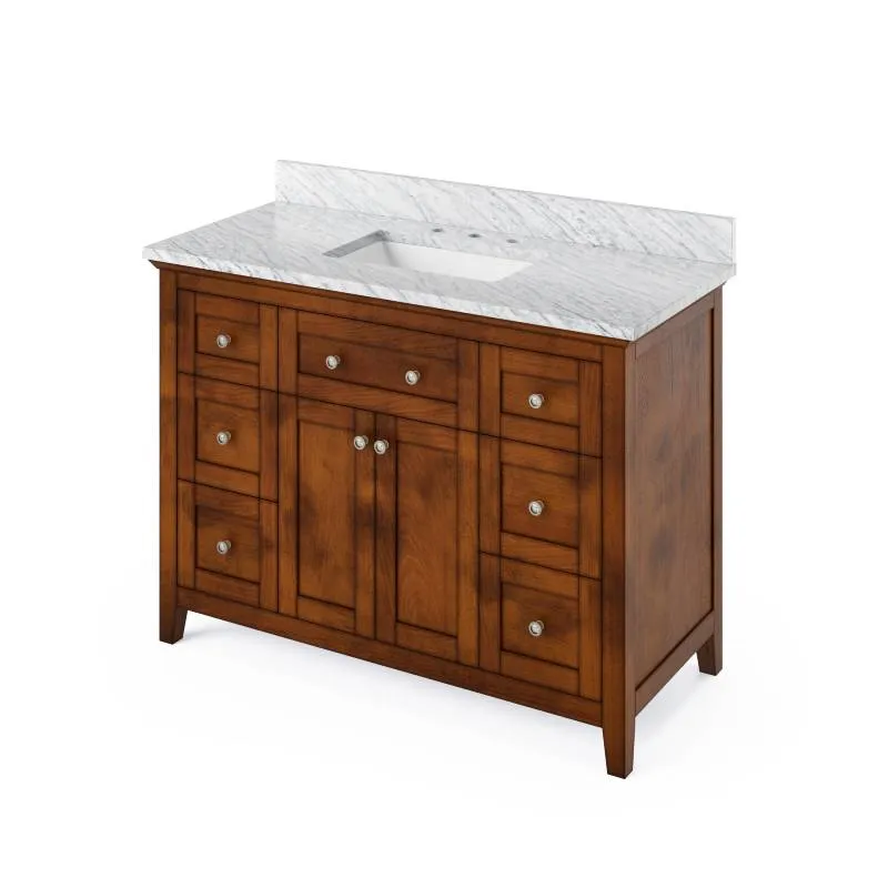 Jeffrey Alexander Chatham Traditional 48 Chocolate Single Undermount Sink Vanity With Marble Top | VKITCHA48CHWCR